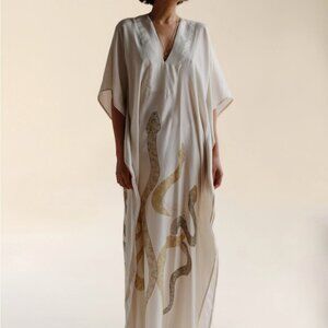 NWT FARA BOUTIQUE Rise Snake Print Silk Caftan S/M